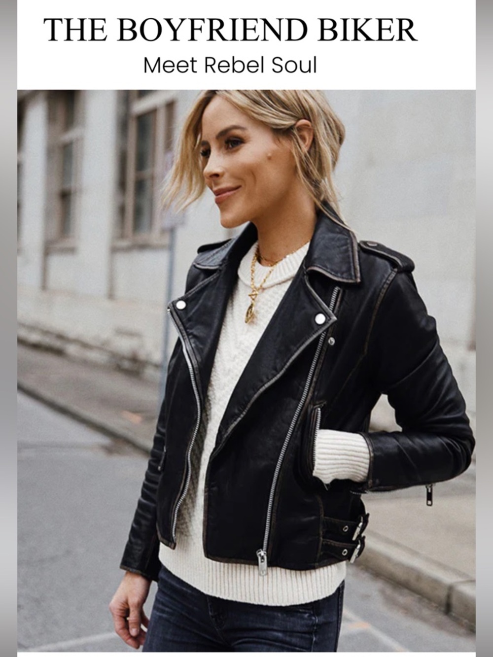 HOBO The Boyfriend Rebel Soul Black Leather Motorcycle Jacket